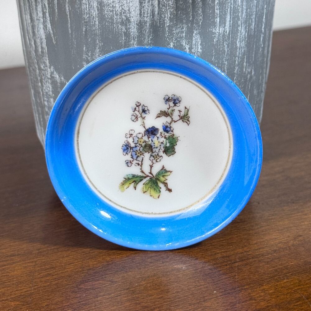Antique Haviland & Co Limoges Butter Pat Hand Painted Floral Blue Flowers 2.75"